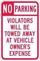 Lyle Tow Zone No Parking Sign, 18" x 12, T1-1061-EG_12x18 T1-1061-EG_12x18