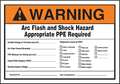 Accuform Label, 3-1/2x5, Warning Arc Flash and, LELC337 LELC337