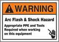 Accuform Label, 3-1/2x5, Warning Arc Flash and, LELC370XVE LELC370XVE