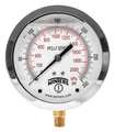 Winters Pressure Gauge, 0 to 300 psi, 1/4 in MNPT, Stainless Steel, Silver PFQ714LF