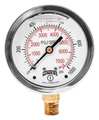 Winters Pressure Gauge, 0 to 1000 psi, 1/4 in MNPT, Stainless Steel, Silver PFQ809LF