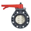 Basiks Butterfly Valve, PVC/PP Disc, 8", FKM Lever BU575-800V-PP-PV