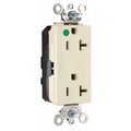 Leviton Receptacle, 20 A Amps, 125VAC, Decorator Duplex Outlet, 5-20R, Ivory M1636-ILI