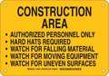 Brady Construction Site Sign, 7 in Height, 10 in Width, Plastic, Rectangle, English 126847