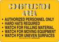 Brady Construction Site Sign, 10 in Height, 14 in Width, Plastic, Rectangle, English 126850