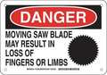 Brady Danger Sign, 7 in Height, 10 in Width, Plastic, Rectangle, English 127909