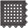 Notrax Interlocking Drainage Mat Tile, 12 In W x 12 In L, 1 In Thick 620STL12BL