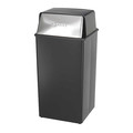 Safco 36 gal Rectangular Trash Can, Black/Steel, 18" Dia, Swing, Steel, Rigid Plastic 9895