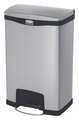 Rubbermaid Commercial 13 gal Rectangular Trash Can, Black, 18 in Dia, Step-On, Stainless Steel 1901992