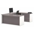 Bestar U Shaped Desk, 92.6" D X 71.1" W X 30.4" H, Slate/Sandstone, Melamine 93865-59