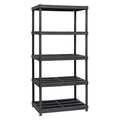 Sandusky Lee Freestanding Plastic Shelving Unit, Ventilated Style, 24 in D, 36 in W, 72 in H, 5 Shelves, Black PS362472-5B