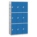 Salsbury Industries Wardrobe Locker, 38-1/4" W, 18" D, 74" H, (3) Wide, (9) Openings, Blue 93368BL-U