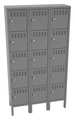 Tennsco Box Locker, 36 in W, 12 in D, 66 in H, (3) Wide, Gray BS5-121212-3MG