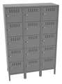 Tennsco Box Locker, 45 in W, 18 in D, 66 in H, (3) Wide, Gray BS5-151812-3MG