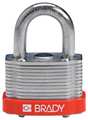 Brady Keyed Padlock, Open, Rectangular Steel Body, Hardened Steel Shackle, 23/32 in W 143126