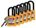 Brady Lockout Padlock, KA, Yellow, 1-3/4"H, PK6 123345