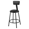 National Public Seating Stool w/Back, Steel, Vinyl, Black, 24" H 6424B-10