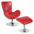 Flash Furniture Side Reception Chair, Leather, 18" Height, Fixed Arms, Red LeatherSoft CH-162430-CO-RED-LEA-GG