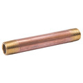 Zoro Select 1-1/2" MNPT x 8" TBE Red Brass Pipe Nipple Sch 80 467-080X