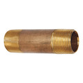 Zoro Select 1/4" MNPT x 10" TBE Red Brass Pipe Nipple Sch 80 461-100X