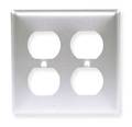 Hubbell Duplex Opening Wall Plates and Box Cover, Number of Gangs: 2 Aluminum, Brushed Finish, Silver SA82