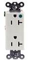 Hubbell Receptacle, 20 A Amps, 125V AC, Flush Mount, Decorator Duplex Outlet, 5-20R, White IG2182WA