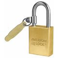 American Lock Padlock, Keyed Alike, Long Shackle, Rectangular Brass Body, Boron Shackle, 3/4 in W A41KATAG