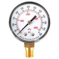 Zoro Select Pressure Gauge, 0 to 600 psi, 1/4 in MNPT, Plastic, Black 4FLU6