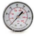 Zoro Select Pressure Gauge, Commercial, 0 to 200 psi, 1 1/2 in Dial, 1/8 in MNPT, Plastic, Black 4FLZ9