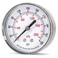 Zoro Select Pressure Gauge, 0 to 300 psi, 1/4 in MNPT, Plastic, Black 4FME8