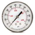 Zoro Select Pressure Gauge, 0 to 600 psi, 1/4 in MNPT, Plastic, Black 4FMF1