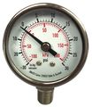 Zoro Select Compound Gauge, -30 to 0 to 30 in Hg/psi, 1/4 in MNPT, Stainless Steel, Silver 4FMK4