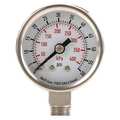 Zoro Select Pressure Gauge, 0 to 60 psi, 1/8 in MNPT, Stainless Steel, Silver 4FMJ1