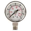 Zoro Select Pressure Gauge, 0 to 160 psi, 1/8 in MNPT, Stainless Steel, Silver 4FMJ3