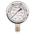Zoro Select Pressure Gauge, 0 to 5000 psi, 1/4 in MNPT, Stainless Steel, Silver 4FML7