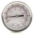 Zoro Select Pressure Gauge, 0 to 100 psi, 1/4 in MNPT, Stainless Steel, Silver 4FMU9