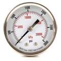 Zoro Select Pressure Gauge, 0 to 3000 psi, 1/4 in MNPT, Stainless Steel, Silver 4FMV8