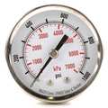 Zoro Select Pressure Gauge, 0 to 1000 psi, 1/4 in MNPT, Stainless Steel, Silver 4FMV6