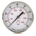 Zoro Select Pressure Gauge, 0 to 400 psi, 1/4 in MNPT, Stainless Steel, Silver 4FMY5