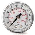 Zoro Select Pressure Gauge, Commercial, 0 to 300 psi, 1 1/2 in Dial, 1/8 in MNPT, Plastic, Black 4FMA1