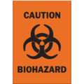 Brady Caution Biohazard Sign, 5" Height, 3-1/2" Width, Polyester, Rectangle, English 89169