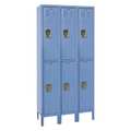 Hallowell Wardrobe Locker, 36 in W, 15 in D, 78 in H, (2) Tier, (3) Wide, Marine Blue U3258-2A-MB