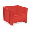 Akro-Mils 75 lb Hang & Stack Storage Bin, Plastic, 16 1/2 in W, 12 1/2 in H, Red, 17 1/2 in L 13018RED