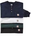 Carhartt Long Sleeved Shirt Henley, Nvy, 100 per. Ctn Jersey, S K128-NVY SML REG