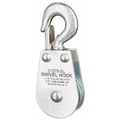 Zoro Select Pulley Block, Wire Rope, 3/16 in Max Cable Size, 525 lb Max Load, Zinc Plated 4JX67