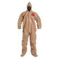 Dupont Hooded Chemical Resistant Coveralls, 6 PK, Tan, Tychem(R) 5000, Zipper C3122TTNMD0006BN