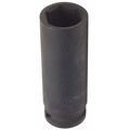 Westward 1/2 in Drive Impact Socket 21 mm Size 6 pt Deep Depth, Black Oxide 4LXK7