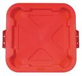 Rubbermaid Commercial 28 gal Flat Trash Can Lid, 22 in W/Dia, Red, Plastic, 0 Openings FG352900RED