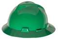 Msa Safety Full Brim Hard Hat, Type 1, Class E, Ratchet (4-Point), Green 475370