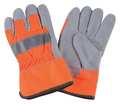 Condor Leather Palm Gloves, Hi-Vis Orange, S, PR 4NHE1